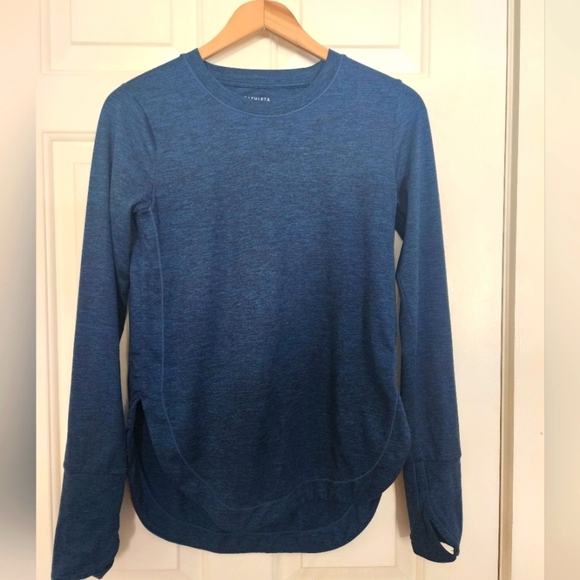 Athleta uptempo blue heather top size xxs outdoors layer hiking gorpcore upf - Picture 1 of 10